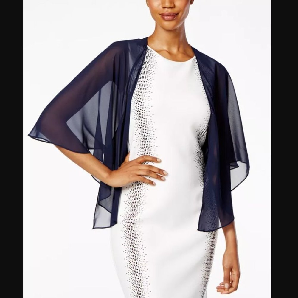 SLNY Sheer Capelet Shawl New Navy 14